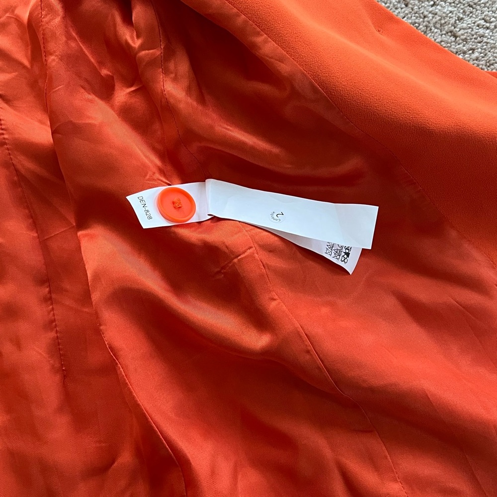 Zara Orange blazer suit jacket belted with belt with tie longline XS workwear - Picture 8 of 10